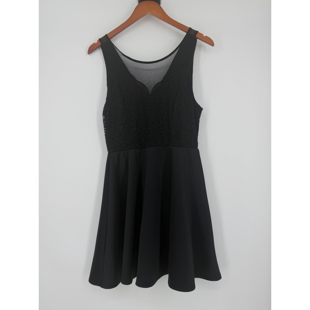 Francesca's Women Dress Medium Black Lace Mesh Fit Flare Cocktail Party Goth